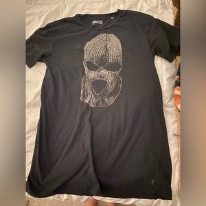 KR3W Black Tee with Knit Mask Graphic